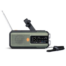 Portable Solar Crank Emergency Radio Global FM Receiver LED Flashlight 5000mAh High Quality SOS Annunciator Green