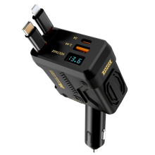 Carregador Universal para Carro com 4 Portas, Super Rápido, QC PD, Adaptador para Câmera de Painel, Preto.