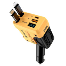 For Universal Car 4 Port Super Fast QC PD Charger Adapter Car Charger Dash Cam Socket Yellow