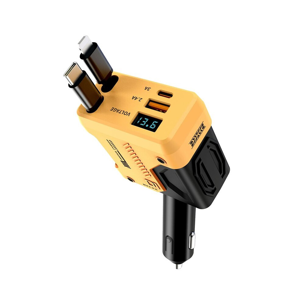 For Universal Car 4 Port Super Fast Qc Pd Charger Adapter Car Charger Dash Cam Socket Yellow 6034036790707