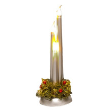 Christmas Led Flameless Candle Festive Christmas Simulation Desktop Candle Lamp Holiday Night Light Decoration Silvery