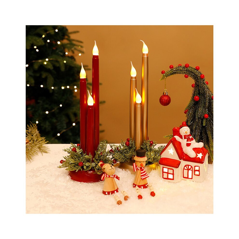 Christmas Led Flameless Candle Festive Christmas Simulation Desktop Candle Lamp Holiday Night Decoration Light/Gold 4713390901616