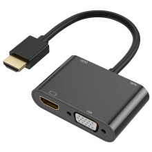 -Compatible to VGA+-Compatible+3.5mm Audio 3-In-1 Converter PC Dual Screen with Power Supply Converter