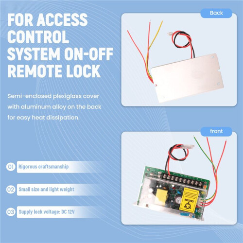 12V 5A UPS Fuction Door Access Control Power Supply Use for Access Control System  Remote Lock AC 110V-240V 2