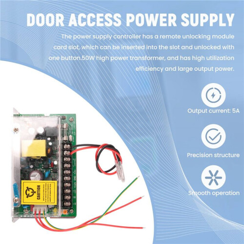 12V 5A UPS Fuction Door Access Control Power Supply Use for Access Control System  Remote Lock AC 110V-240V 1