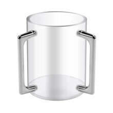Handwasbeker, Acryl Cilindrische Wasbeker, Handwasbeker met Twee Metalen Handvatten voor Joodse Gebeden, Zilver