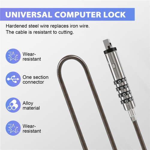 4 Digital Universal Lock USB Laptop Security Cable Lock for Computer 1