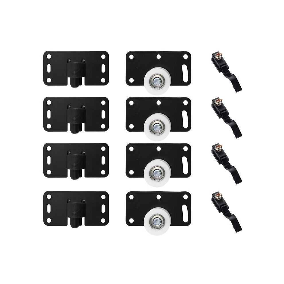 4Pcs/Set Iron Wardrobe Door Wheel Cabinet Wheel Cabinet Sliding Door Roller Set Drawer Door Pulley 3.3X1.8x0.1inch 4713298656762