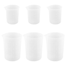 Silikon Messen Becher, 6 StüCk 250 Ml / 100 Ml Antihaft Mehrweg Silikon Mischen Becher Langlebig, Leicht zu Reinigen für Epoxid Harz