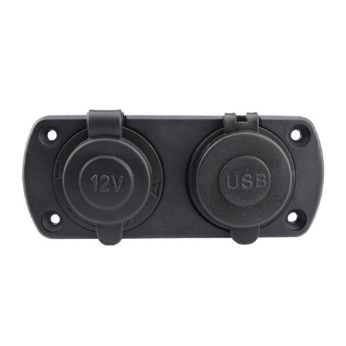 12-24V Dual USB Outlet Volt Power Outlet with Red LED Voltage Display Lighter Socket  Panel Adapter for Car Boat 2