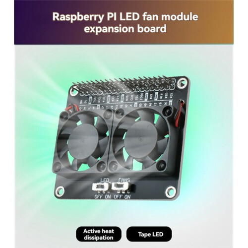 For Raspberry Pi 4B Dual Cooling Fan Radiator Module with LED Light Cooling Fan Expansion Board for Raspberry Pi 4B 1