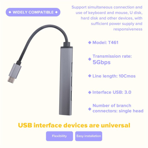 4  USB Hub Splitter Multi Hub Typ C auf USB 3.0 Adapter USB Mehrere  Netzteil 1
