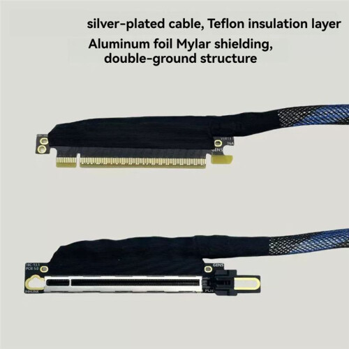 PCIE 5.0 X16  Card Extension Cable Silver-Plated PCI-E GEN5 64GT/S Adapter for Enhanced Server Performance 60CM 2
