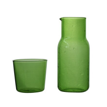 Transparent Candy Color Glass Teacup Set Simple Heat-Resistant Drinking Juice Cup with Tea Pitcher Water Bottle -Green