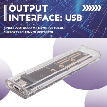 M2 SSD-Gehäuse M.2 NVME SSD-Gehäuse Tragbares SSD RGB Transparentes Festplattengehäuse 10 Gbps für PC