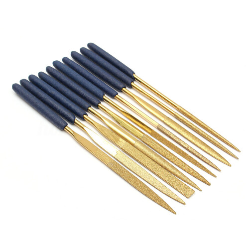 10Pcs Titanium Diamond Coating Needle Flat File Set Metal Working  Tools 2