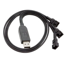 12V USB Fan Power Adapter Cable 1 to 3 Step- Power Adapter Cable for 4-Pin PC Cooling Fans