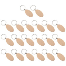 20Pcs Portachiavi nel Legno Bianco Portachiavi nel Legno DIY Tag Chiave Regali Ovale Giallo
