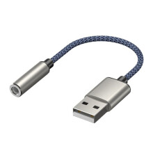 USB to 3.5mm Audio Cable USB A to 3.5mm Female External Stereo Sound Card Headphone Micphone Sound Adapter Silver&