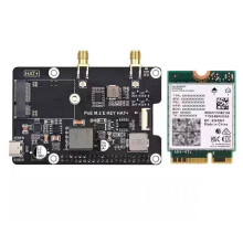 For Raspberry Pi 5 PCIe to M.2 E KEY with PoE HAT+ Expansion Board BE200 Tri-Band Wireless Network Card for RPI 5