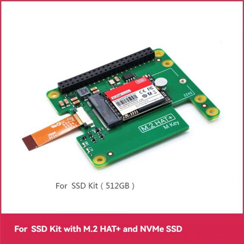 For Raspberry Pi 512GB SSD Kit Compatible with PCIe Gen3 M.2 HAT+NVME SSD for Raspberry Pi 5 1