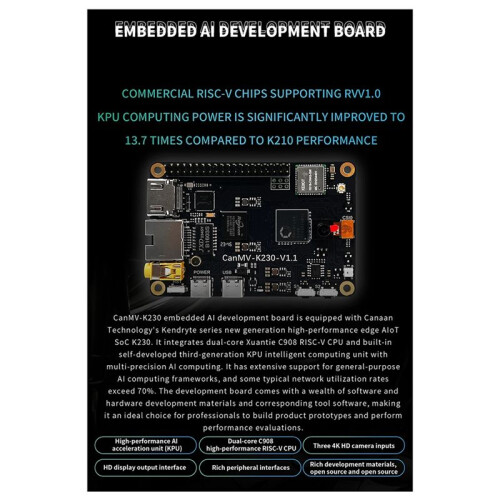 CanMV-K230 Embedded Dual-Core RISC-V CPU AI Development Board Build-in DPU HD Video Input LCD Display Support Linux 1