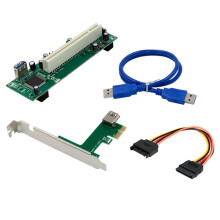 ST45 PCIe X1 Naar PCI-Adapteruitbreidingskaart Desktop PCIe Naar PCI-Converter met USB 3.0-Poorten Hogesnelheidsinterfacekaart