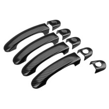 Juego de 9 Piezas Cubiertas de Manijas de la Puerta Cromadas ABS para TRANSPORTER T5 T6 CADDY VAN 2003-2015 Estilo de Fibra de Carbono