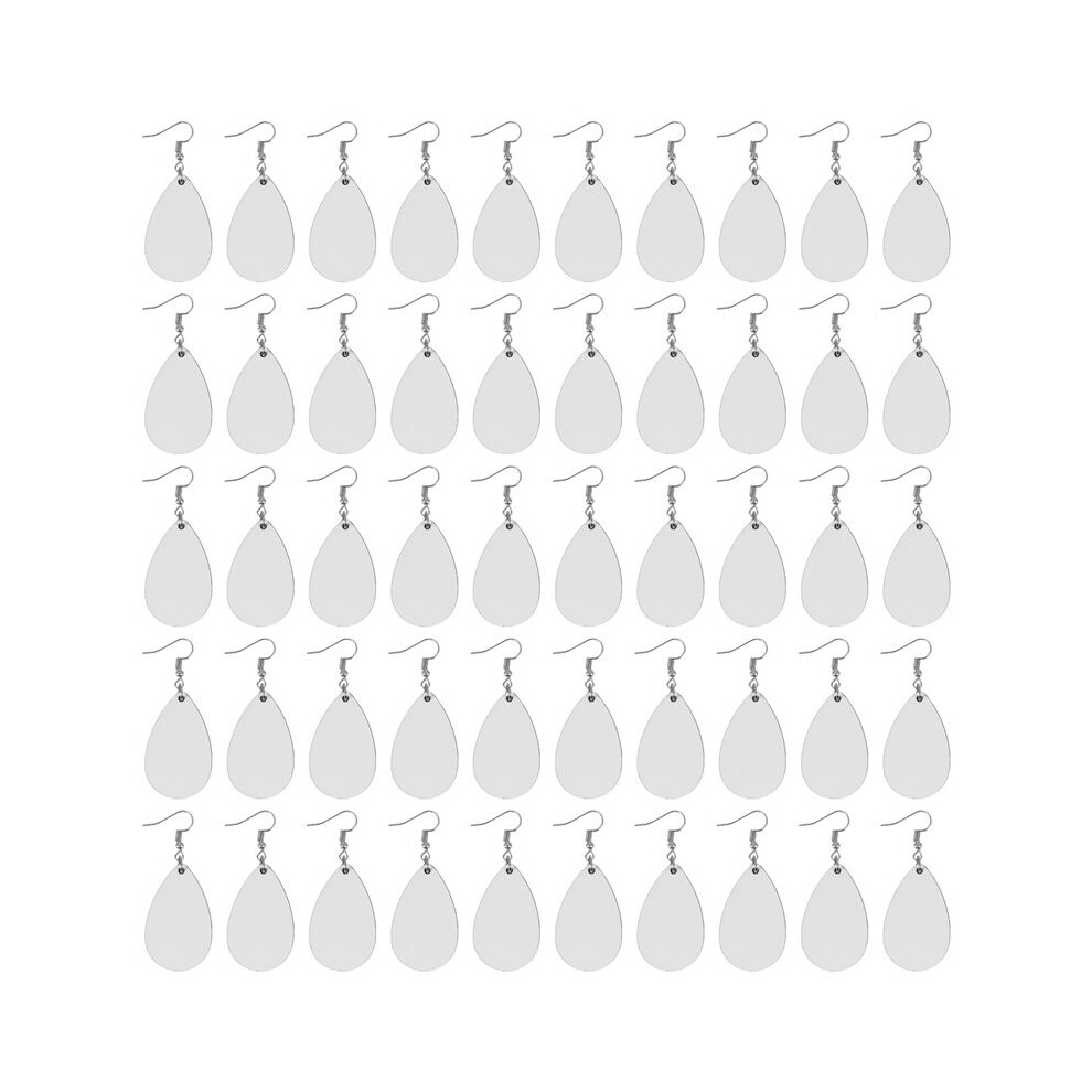 50 Pieces Sublimation Blank Earrings, Earrings Unfinished Teardrop Heat Transfer Earring Pendant For Jewelry Diy Making 6033357100028