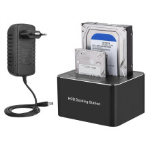 to USB3.0 Dual Bay External Hard Drive Docking Station 5Gbps for 2.5/3.5inch SSD HDD Fast Offline Clone EU Plug