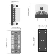 6 Way Fuse Block Blade Fuse Box with Negative Bus - ATC/ATO for Boat Yacht Vehicle Auto RV Car Trailer Truck SUV