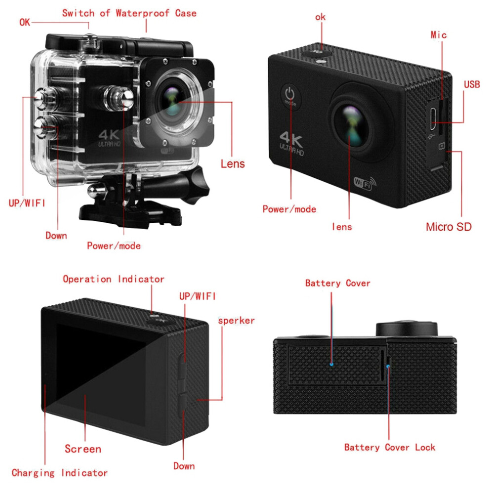 Sj9000 Wifi 4K 1080P Ultra Hd Sports Action Camera Dvr Cam Camcorder Waterproof Sports Camera Wireless Camera H16-6S 6033897240581