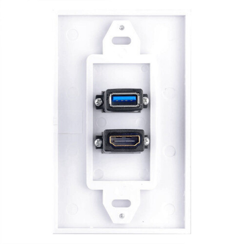 1x 2Port +USB 3.0 Female Wall Face Plate Panel Outlet Socket Extender White 2