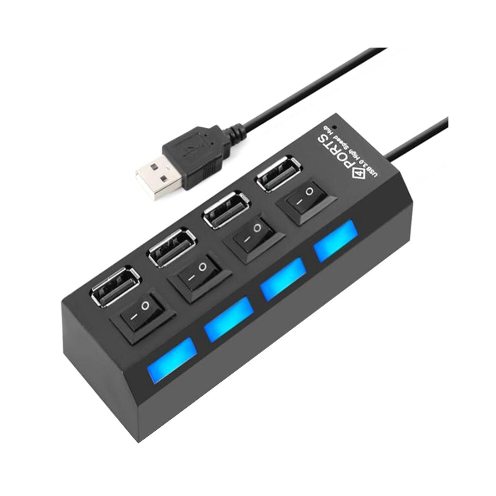 4 Usb Hub Splitter Usb 2.0 Hub Led With 4 /Off Switches For Tablet Laptop Computer Notebook 6033581144461