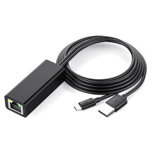 Ethernet Adapter with Power Cable for TV Stick (2Nd Gen), 4K Stick,TV Square, Micro-USB to RJ45 Wired LAN Adapter ,Black