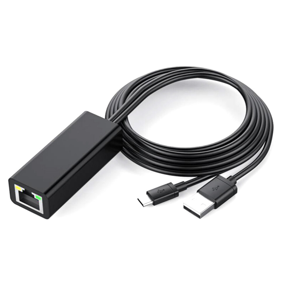 Ethernet Adapter With Power Cable For Tv Stick (2Nd Gen), 4K Stick,Tv Square, Micro-Usb To Rj45 Wired Lan Adapter Black 4713156930720