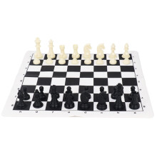 Classic Black & White Chess Set with PU Leather Board for Game Nights