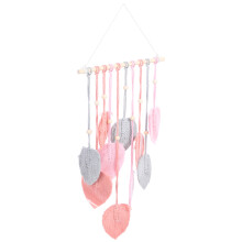 2Stk Bunter Makramee Wandteppich Blatt Mit Holz Und Baumwolle
