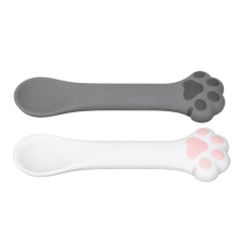 Langlebiges Silikon Katzen-Öffner-Löffel-Set Grau & Weiß, spülmaschinenfest