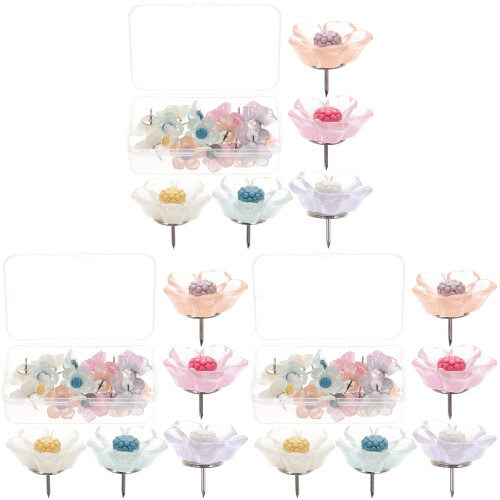 60Pz Pushpin A Fiore Resina E Alluminio Colorati Per Ufficio E Casa 2