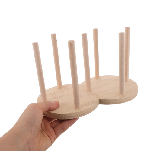 2Pcs Bamboo Glass Pickling Weights Holder Compact Kitchen Storage Rack 2