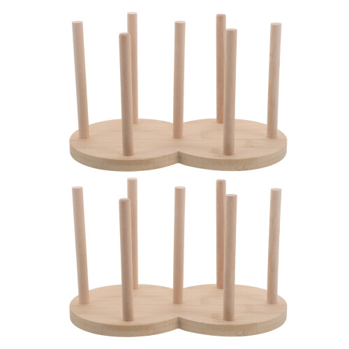 2Pcs Bamboo Glass Pickling Weights Holder Compact Kitchen Storage Rack