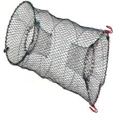 Foldable Fishing Trap with Steel Wire Support, Portable Crab Trap Nylon Mesh Fishing Net Collapsible Cylindrical Trap Easy to Use Fishing Trap for Lob