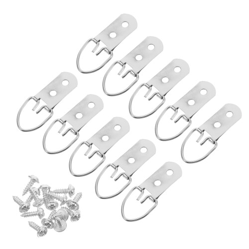 36Pz Ganci Metallo D-Ring Per Appendere Quadri E Cornici Con Viti 1