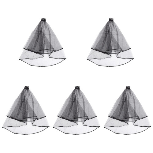 5Pcs Wedding Short Veils for Bride Double Layer Black Hair Decoration 2