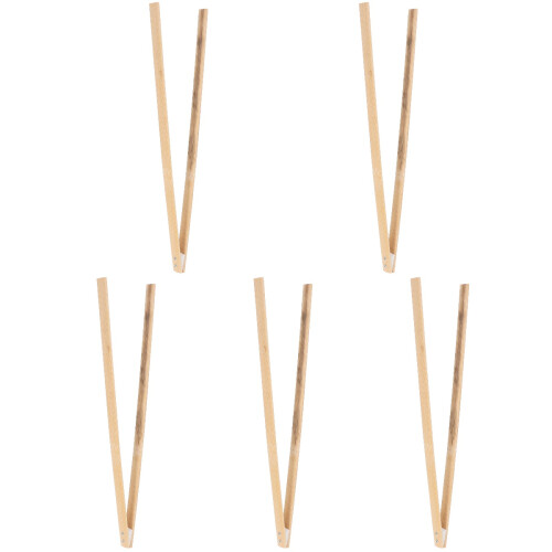 5Pcs Bamboo Garbage Clamp Trash Picker Beige Portable Cleaning Tool 2