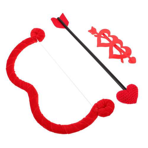 3Set Costume Cupido in Velluto Rosso Con E Frecce Cuore Per