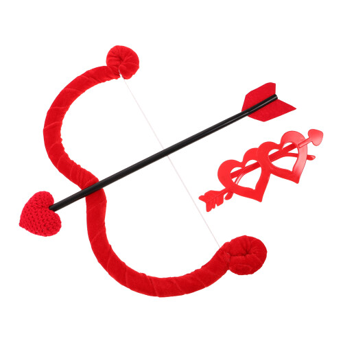 3Set Costume Cupido in Velluto Rosso Con E Frecce Cuore Per 1