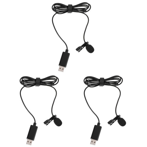 3Pz Microfono Lavalier Nero Con Clip USB Per Broadcast E 1