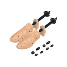 Two-Way Shoe Stretcher for Men & Women, Adjustable Length & Width Shoe Expander with Bunion Plugs, Solid Pine Wood Construction, Heavy Duty Metal